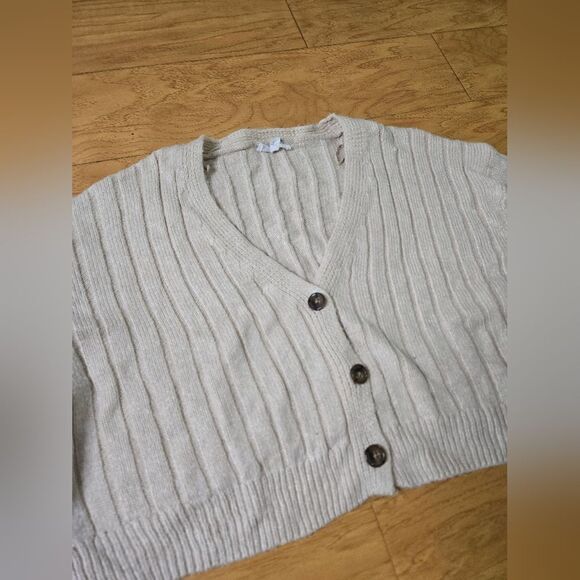 GARAGE Cropped Cream Cardigan Size M - Picture 2 of 5